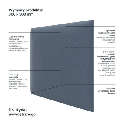 Polstret vægpanel Stegu B1 PP 30 x 30 cm blå