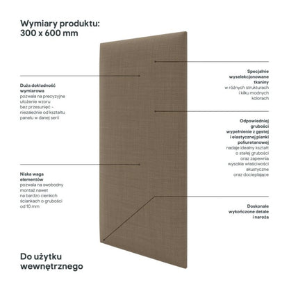 Polstret vægpanel Stegu B1 PP 60 x 30 cm i beige hør