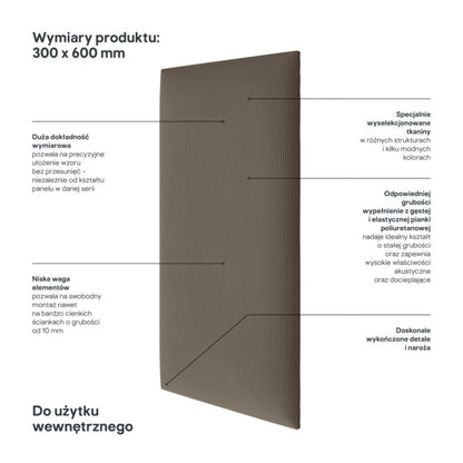 Polstret vægpanel Stegu B1 PP 60 x 30 cm brun fløjl