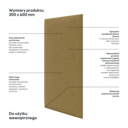 Polstret vægpanel Stegu B1 PP 60 x 30 cm karamel