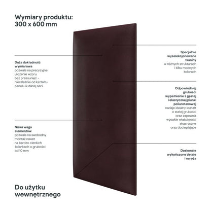 Polstret vægpanel Stegu B1 PP 60 x 30 cm i violet