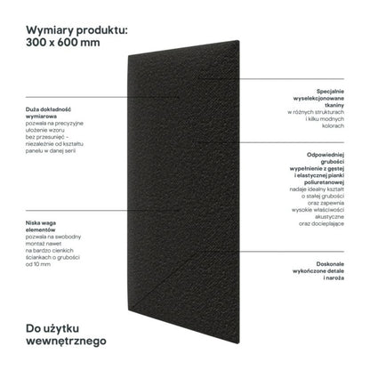 Polstret vægpanel Stegu B1 PP 60 x 30 cm i grafitgrå bouclé