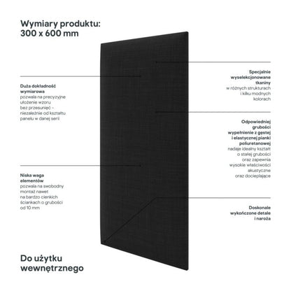 Polstret vægpanel Stegu B1 PP 60 x 30 cm grafitgrå hør