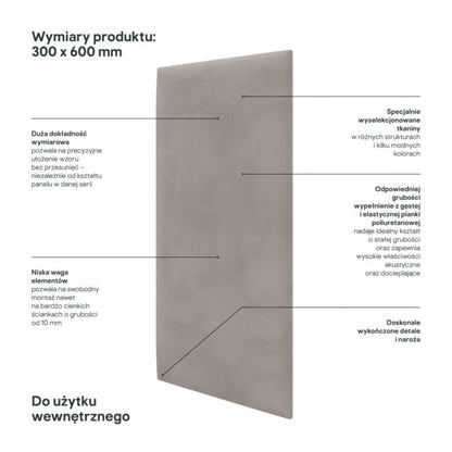 Polstret vægpanel Stegu B1 PP 60 x 30 cm sølv