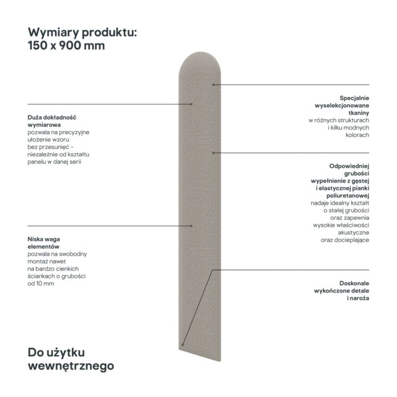 Stegu Deco polstret vægpanel 'Płotek' 90 x 15 cm i creme