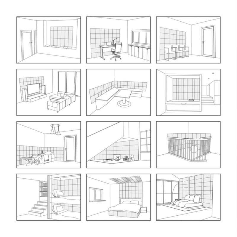 Stegu Deco polstret vægpanel 'Płotek' 90 x 15 cm i creme