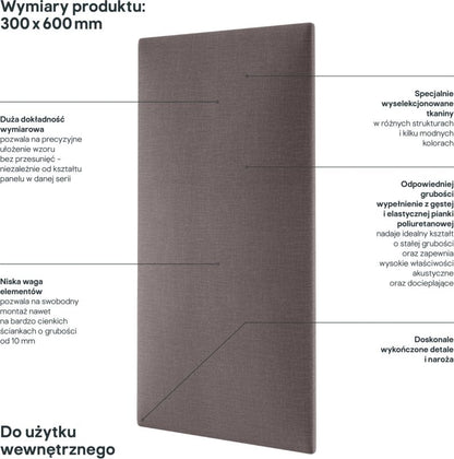 Polstret vægpanel Stegu Mollis F20 rektangulær 60 x 30 cm grå