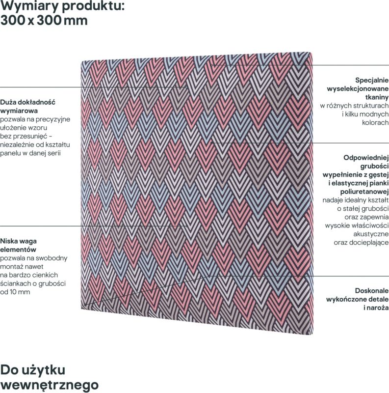 Stegu Mollis polstret vægpanel kvadrat 30 x 30 cm 3D lyserød