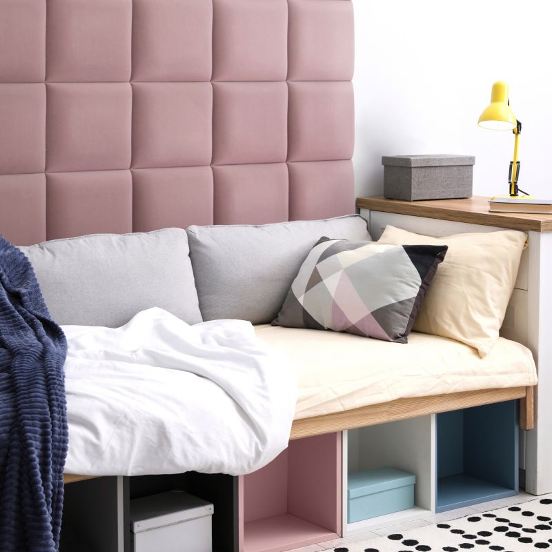 Polstret vægpanel Stegu Mollis kvadrat 30 x 30 cm støvet rosa
