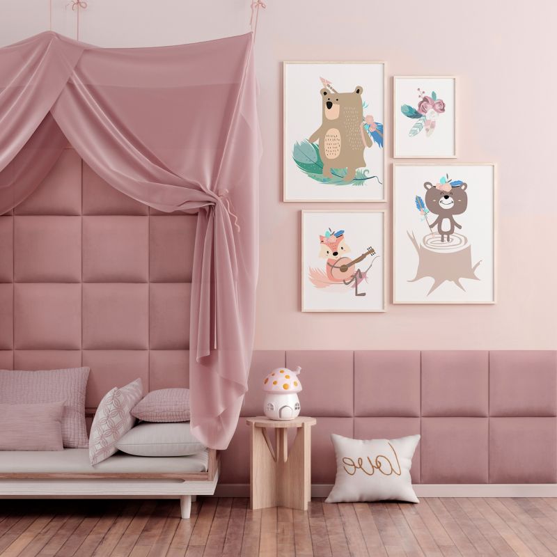 Polstret vægpanel Stegu Mollis kvadrat 30 x 30 cm støvet rosa
