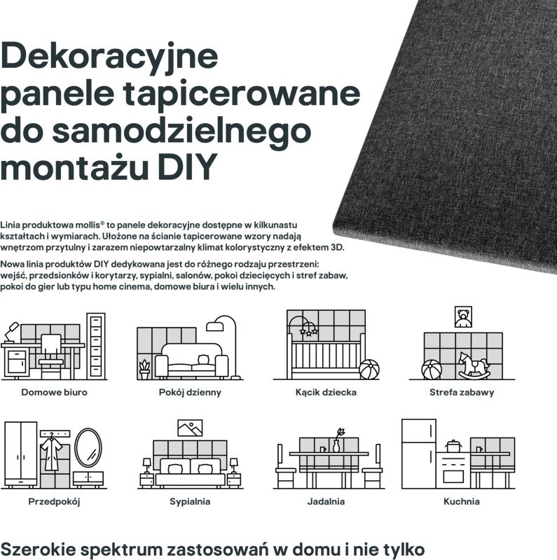 Stegu Mollis polstret vægpanel kvadrat 30 x 30 cm mørkegrå