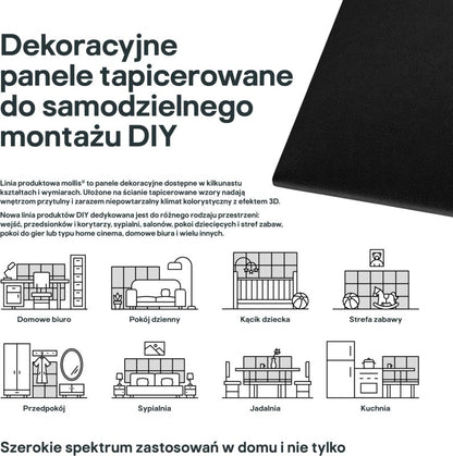 Stegu Mollis polstret vægpanel kvadratisk 30 x 30 cm sort