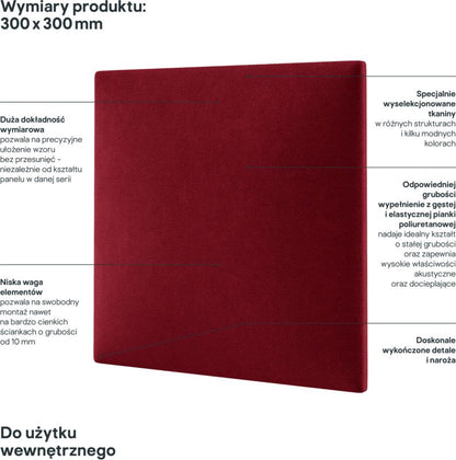 Stegu Mollis polstret vægpanel kvadratisk 30 x 30 cm rød