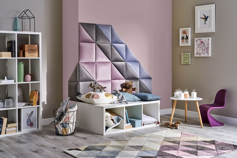 Polstret vægpanel Stegu Mollis kvadrat 30 x 30 cm lys blå