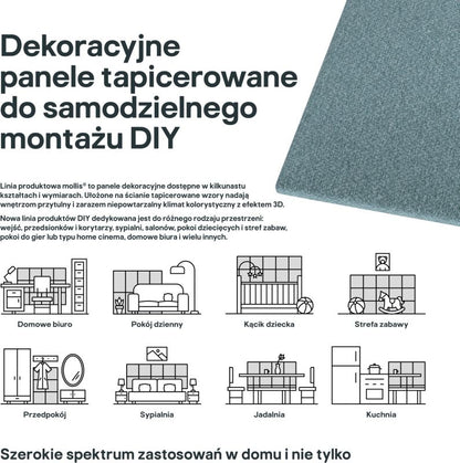 Stegu Mollis polstret vægpanel kvadrat 30 x 30 cm lys blå