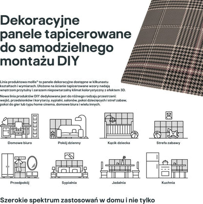 Stegu Mollis polstret vægpanel kvadratisk 30 x 30 cm ternet
