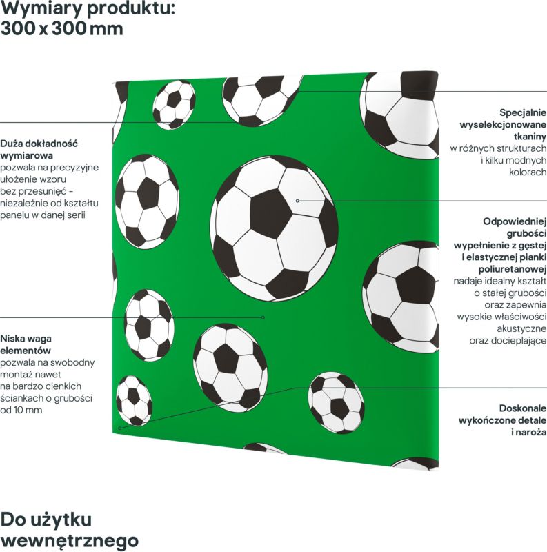 Polstret vægpanel Stegu Mollis kvadrat 30 x 30 cm bolde