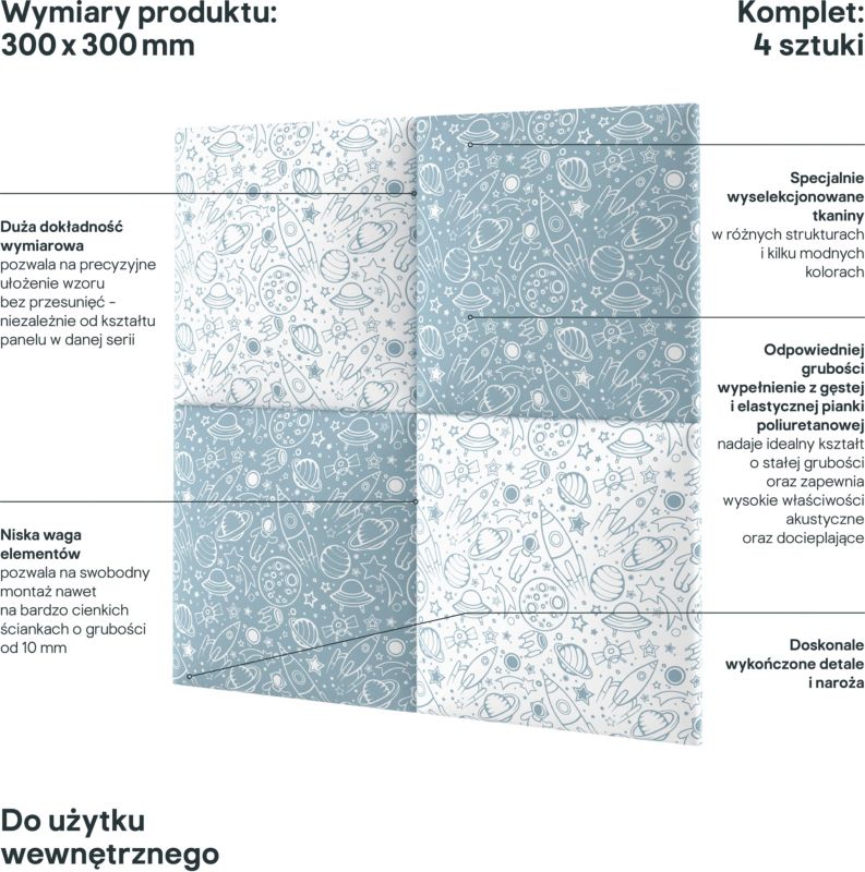 Stegu Mollis polstret vægpanel kvadrat 30 x 30 cm ufo 4 stk.