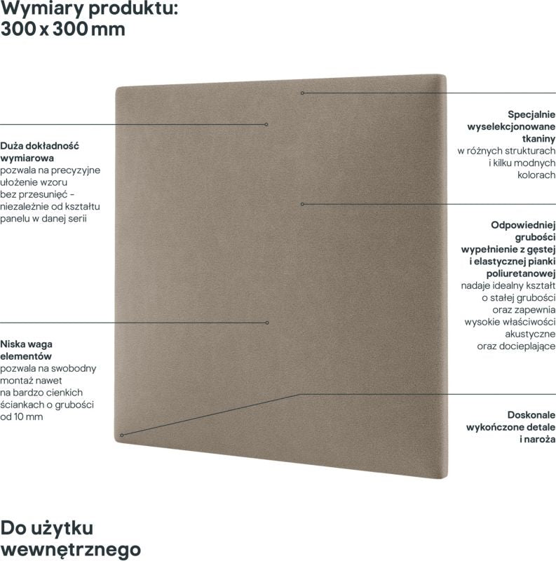 Stegu Mollis MV09 polstret vægpanel kvadrat 30 x 30 cm beige