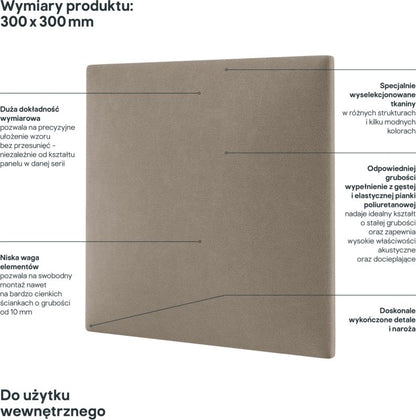 Stegu Mollis MV09 polstret vægpanel kvadrat 30 x 30 cm beige