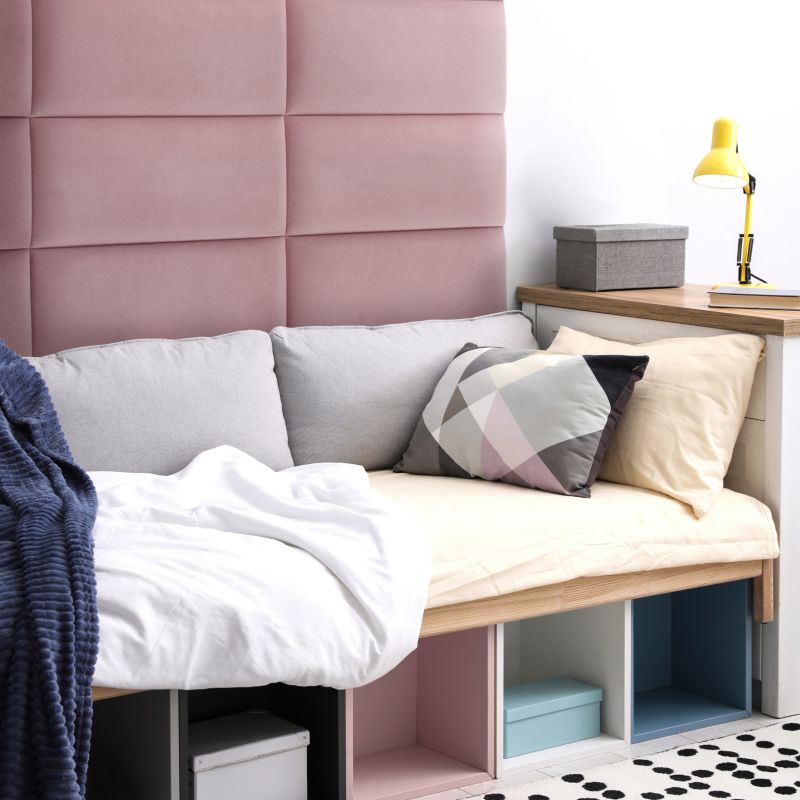 Polstret vægpanel Stegu Mollis rektangulær 60 x 30 cm støvet rosa