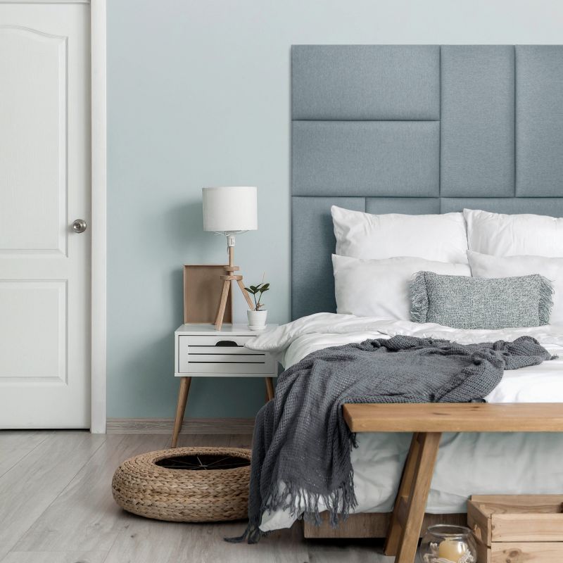 Polstret vægpanel Stegu Mollis rektangulær 60 x 30 cm lys blå