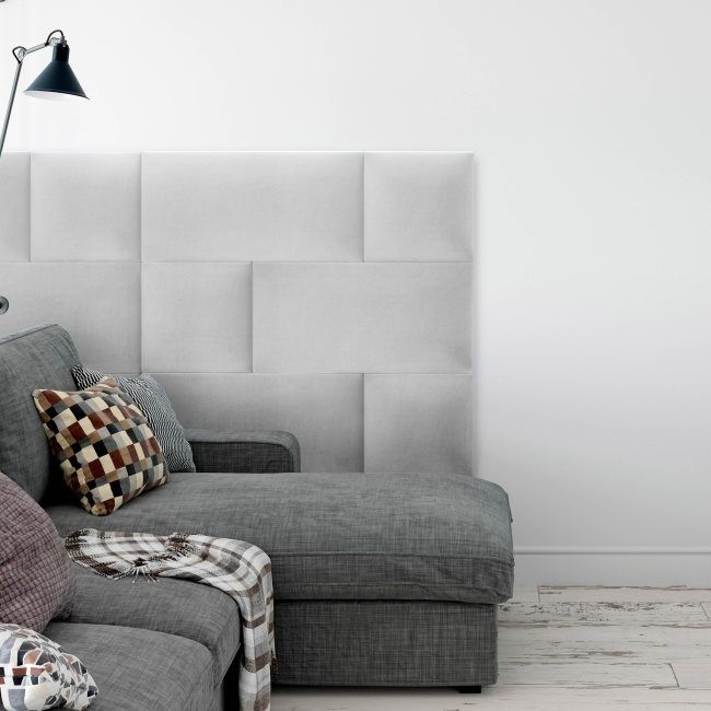 Stegu Mollis polstret vægpanel rektangulær 60 x 30 cm sølv