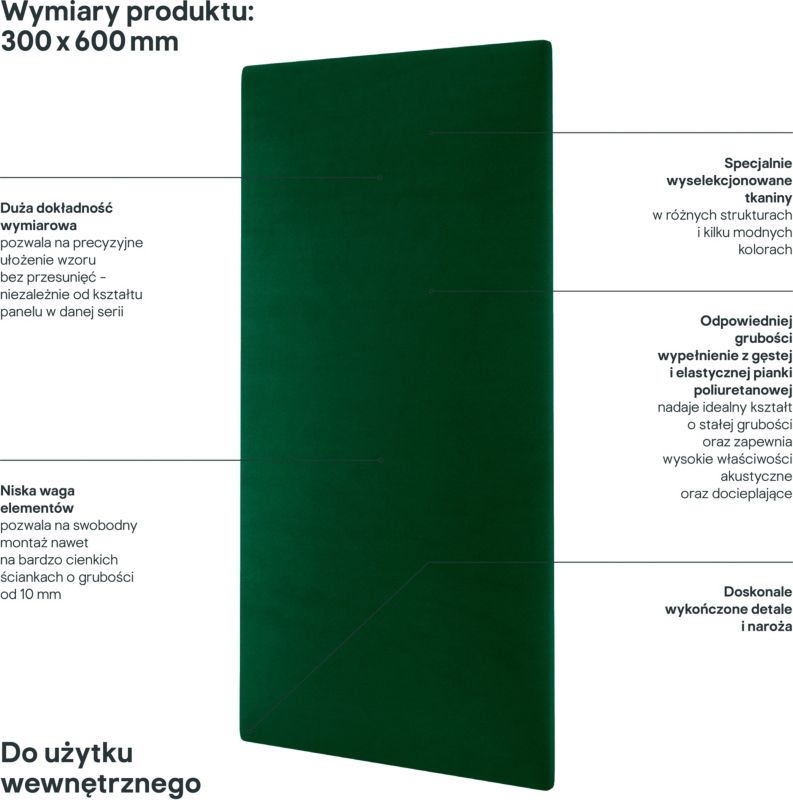 Stegu Mollis polstret vægpanel rektangulær 60 x 30 cm grøn