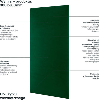 Stegu Mollis polstret vægpanel rektangulær 60 x 30 cm grøn