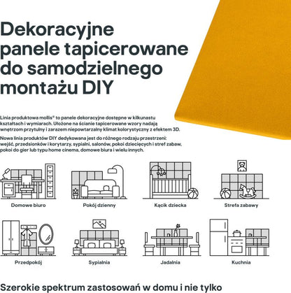 Polstret vægpanel Stegu Mollis rektangel 60 x 30 cm gul