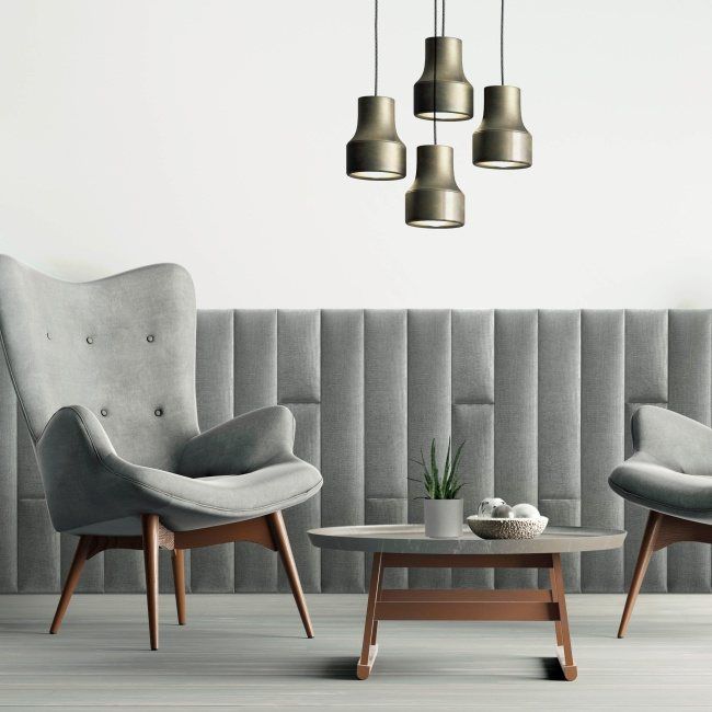 Polstret vægpanel Stegu Mollis rektangulær 90 x 15 cm antracitgrå