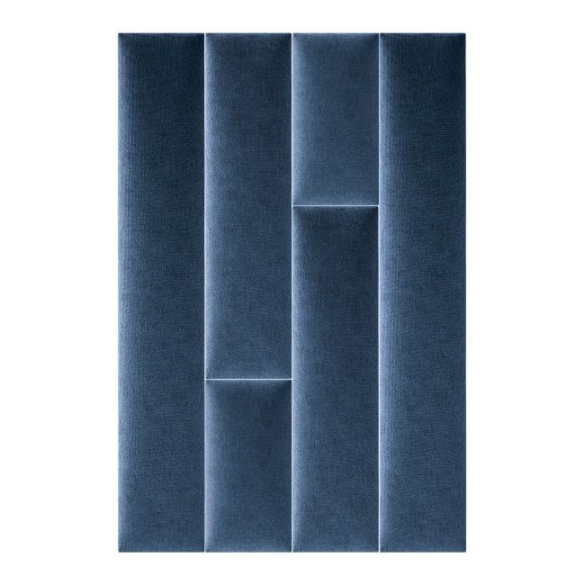 Polstret vægpanel Stegu Mollis rektangulær 90 x 15 cm i marineblå