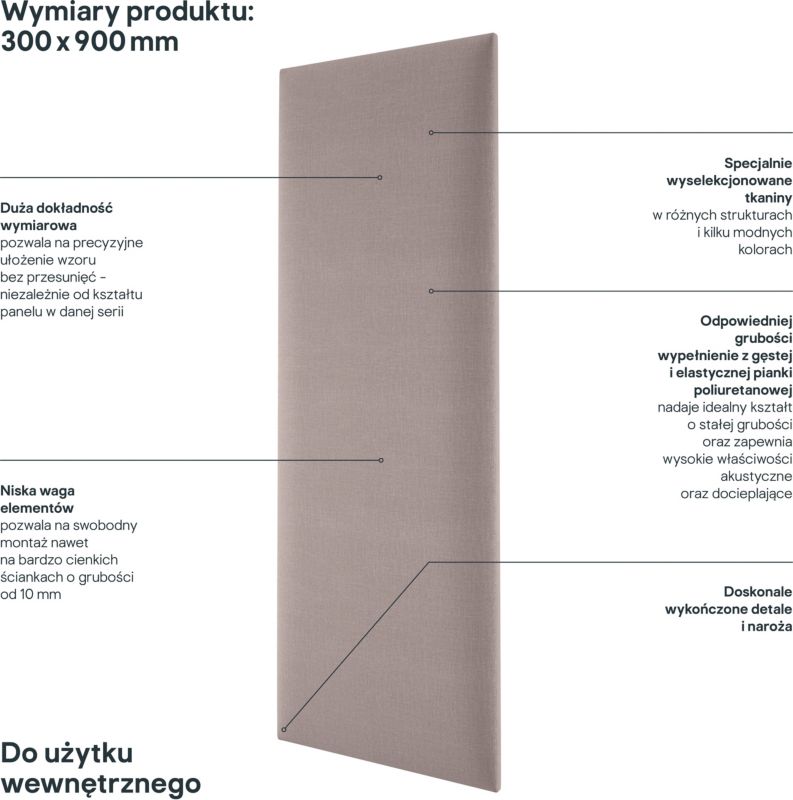 Stegu Mollis polstret vægpanel rektangulær 90 x 30 cm beige
