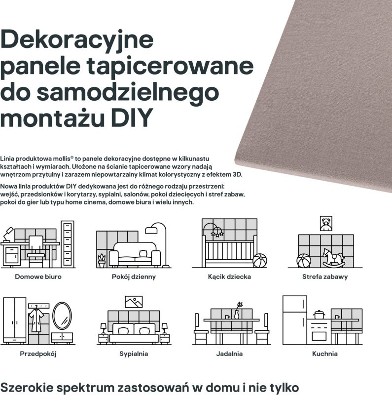 Stegu Mollis polstret vægpanel rektangulær 90 x 30 cm beige