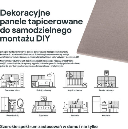 Stegu Mollis polstret vægpanel rektangulær 90 x 30 cm beige