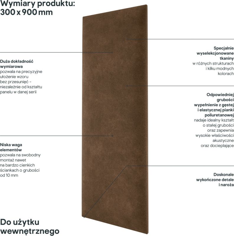 Stegu Mollis polstret vægpanel rektangulær 90 x 30 cm mørkebrun