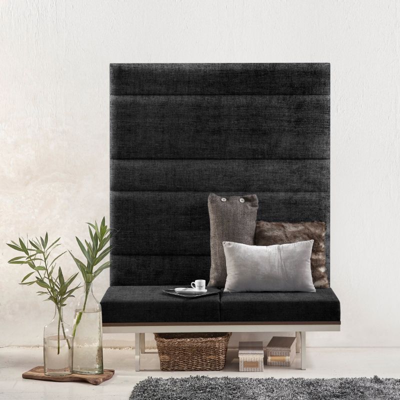 Polstret vægpanel Stegu Mollis rektangel 90 x 30 cm grafitgrå