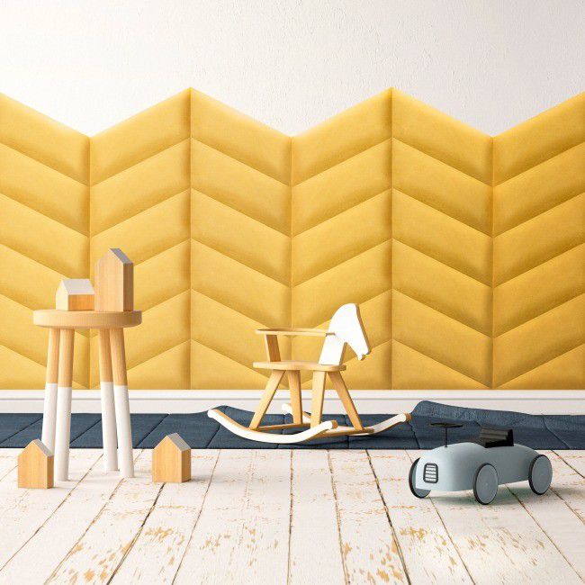 Polstret vægpanel Stegu Mollis parallelogram 15 x 30 cm gul L