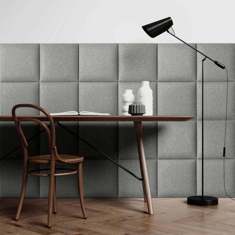 Polstret vægpanel Stegu Mollis SO11 kvadrat 30 x 30 cm grå