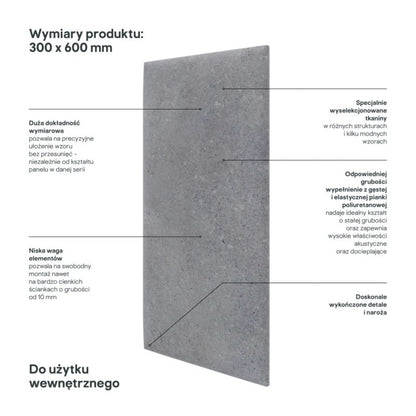 Polstret vægpanel Stegu Print 60 x 30 cm mørk beton