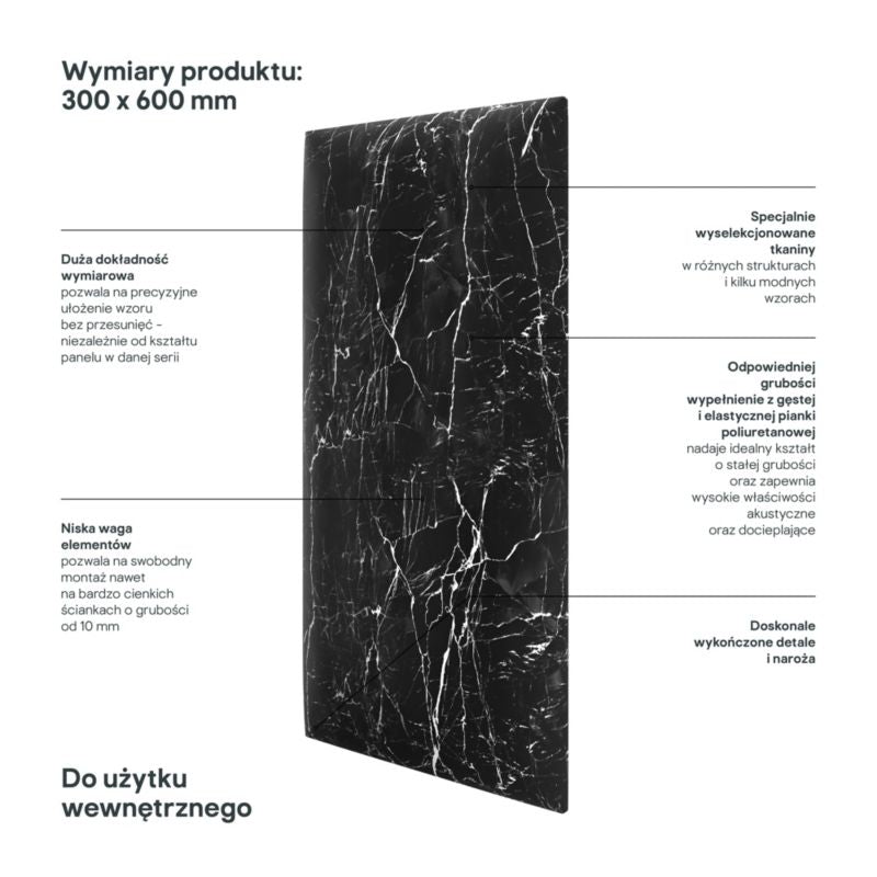 Polstret vægpanel Stegu Print 60 x 30 cm carra sort