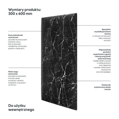 Polstret vægpanel Stegu Print 60 x 30 cm carra sort