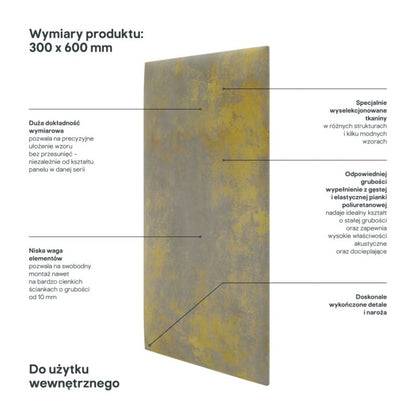 Polstret vægpanel Stegu Print 60 x 30 cm guld sten