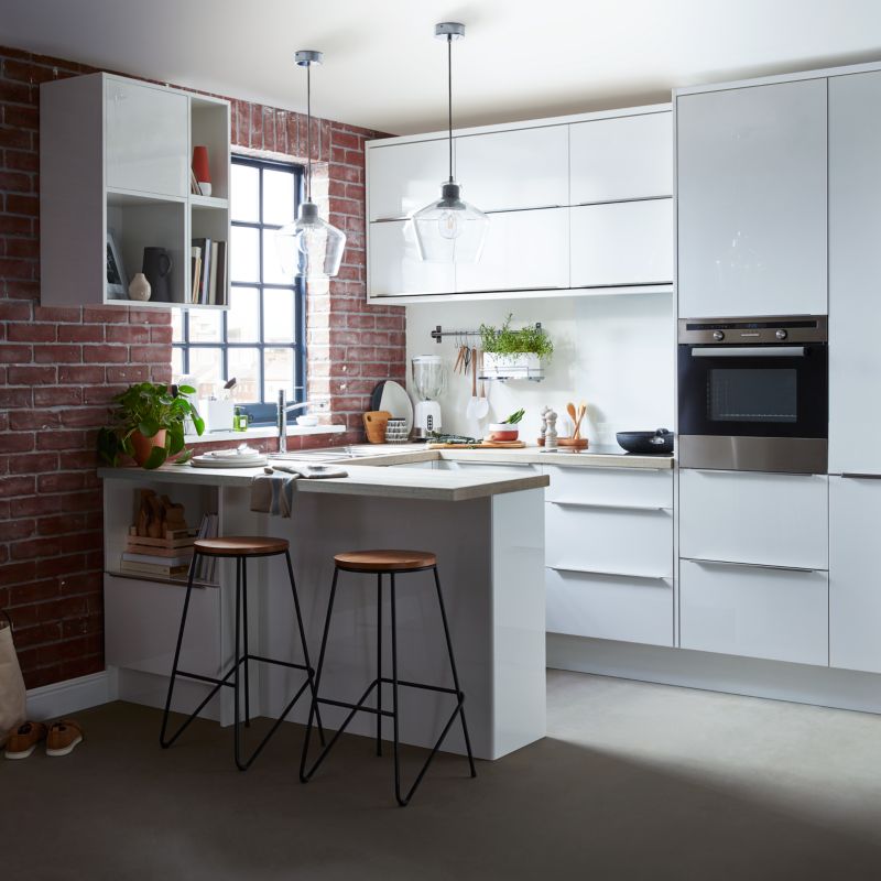 Bagpanel til køkkenø GoodHome Alisma 89 x 200 cm i hvid højglans
