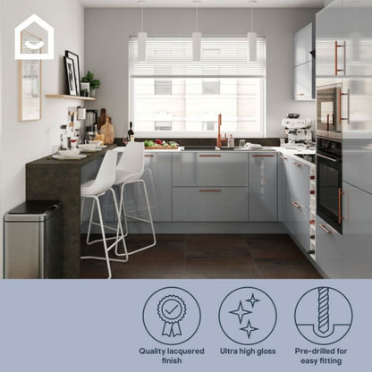 Bagpanel til køkkenø GoodHome Alisma 89 x 200 cm grå højglans
