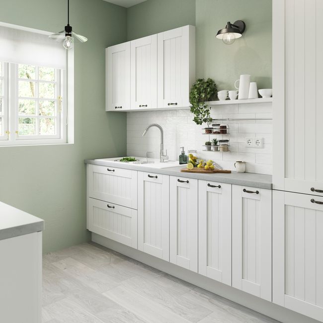Bagpanel til køkkenø GoodHome Alpinia 89 x 200 cm mat hvid