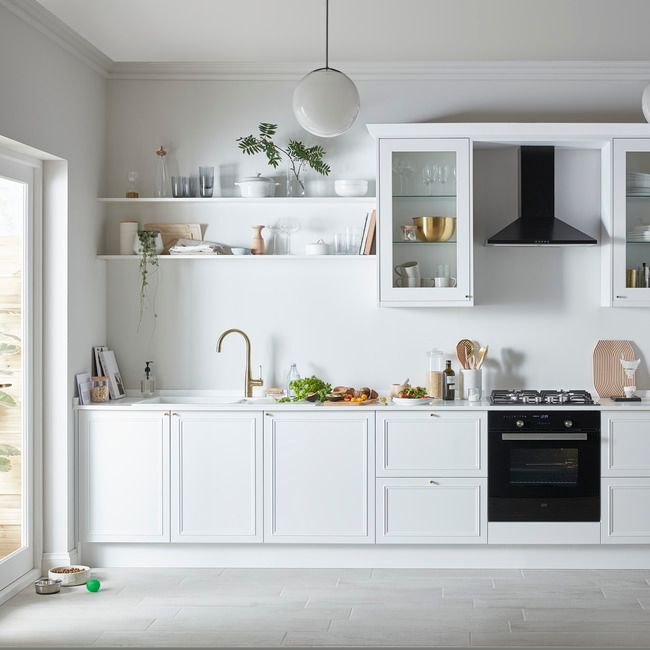 Bagpanel til køkkenø GoodHome Artemisia 89 x 200 cm classic hvid