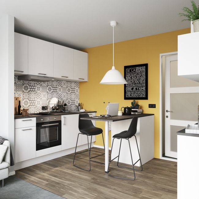 Bagpanel til køkkenø GoodHome Balsamita 89 x 200 cm mat hvid