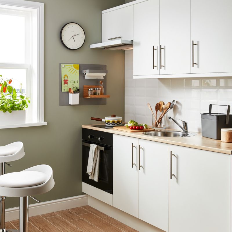Bagpanel til køkkenø GoodHome Balsamita 89 x 200 cm mat hvid