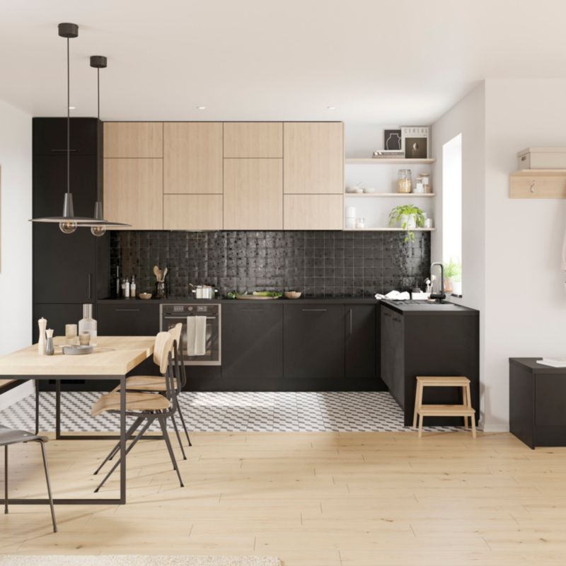 Bagpanel til køkkenø GoodHome Chia 89 x 200 cm lys eg
